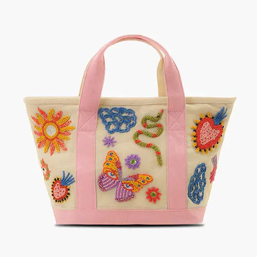 Whimsy Butterfly Beaded Canvas Tote