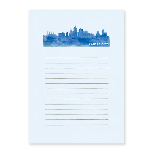 Kansas City Skyline Notepad - Blue