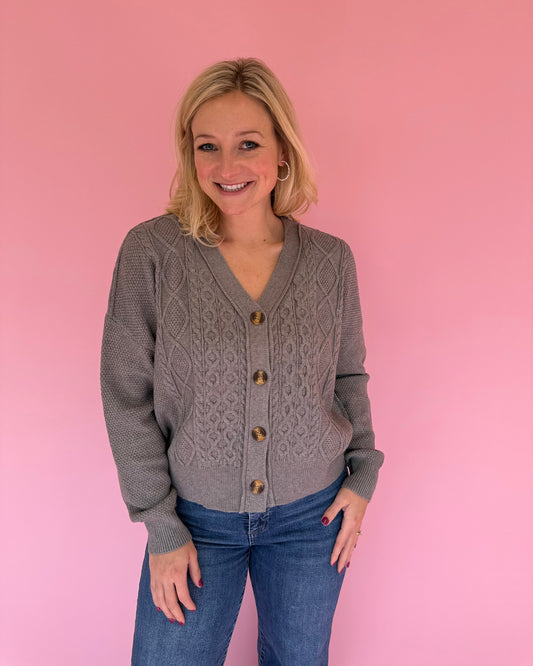 Kimmy Grey Cable Knit Cardigan