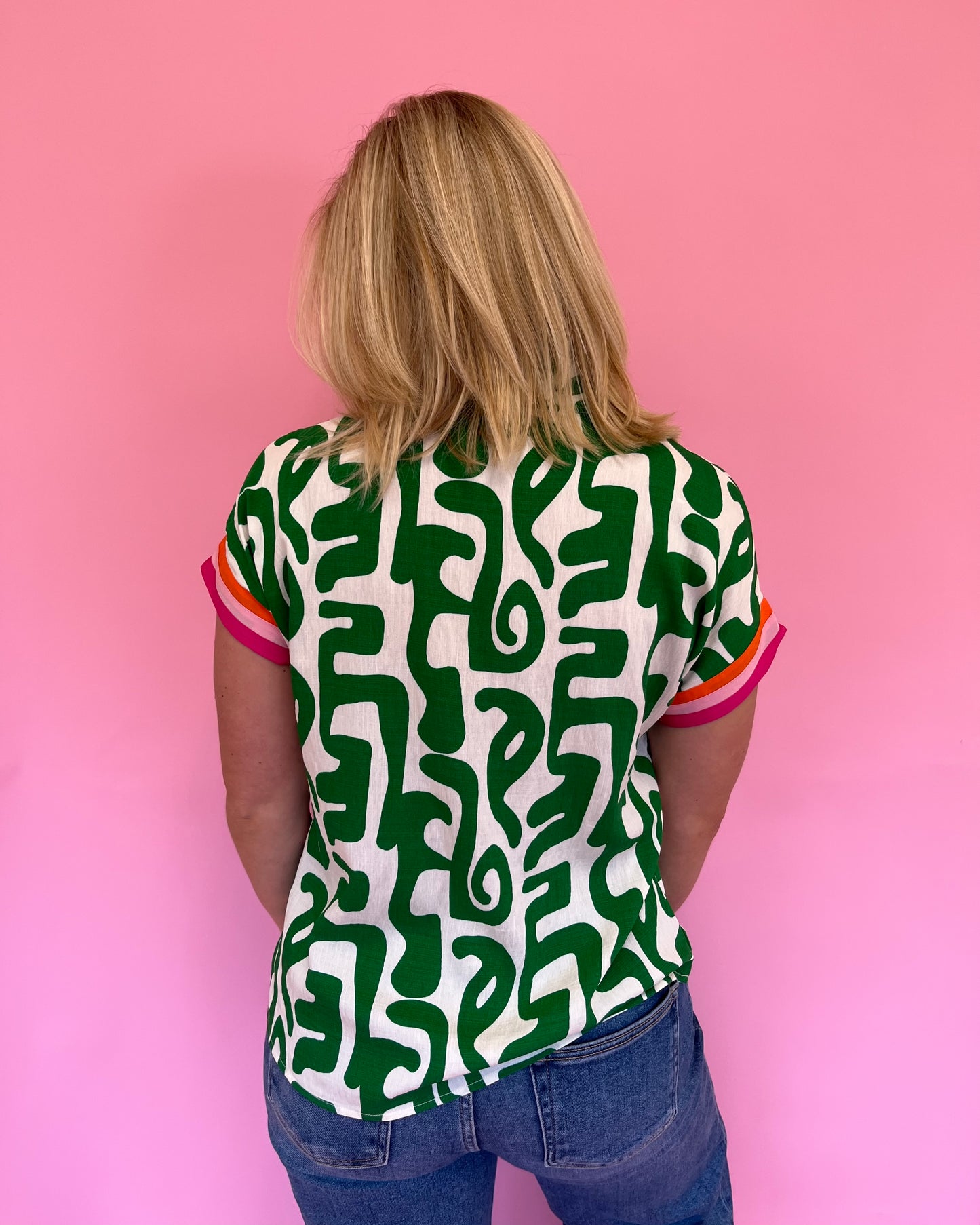 Loretta Green Pattern Top