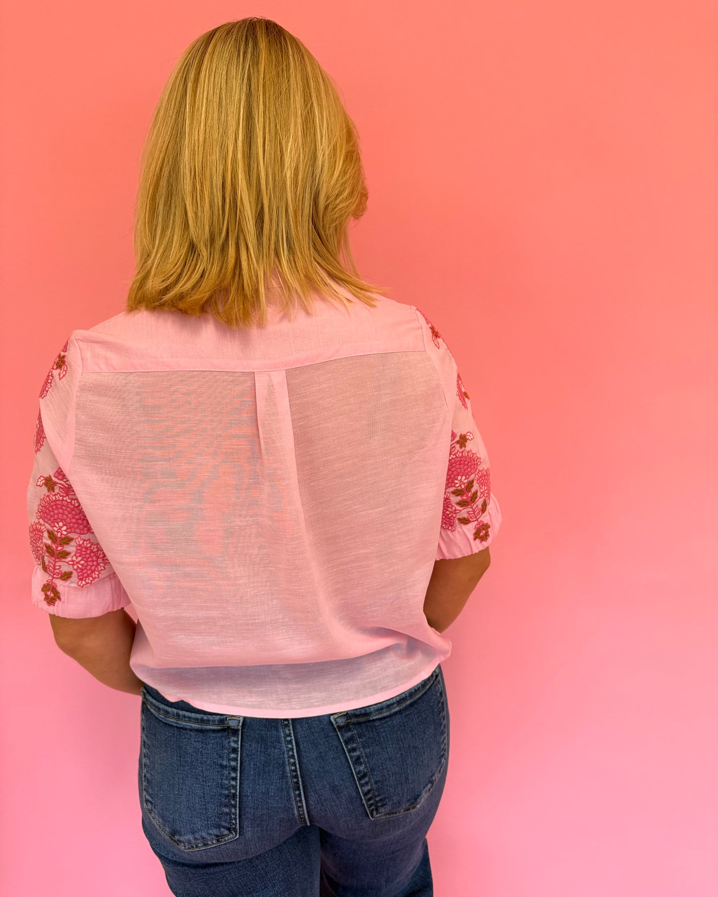 Hanna Pink Button Up Top