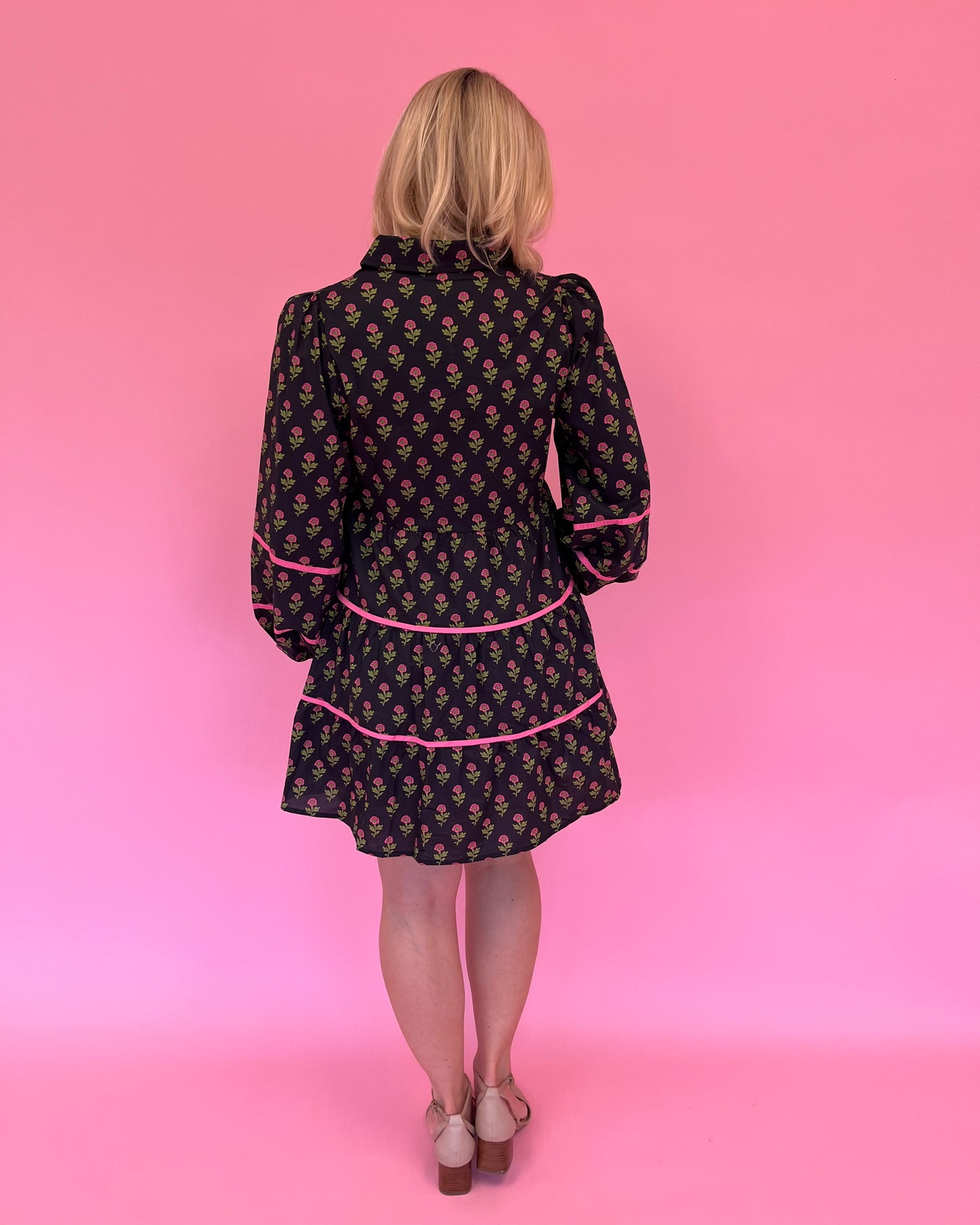 Julia Black Block Print Dress