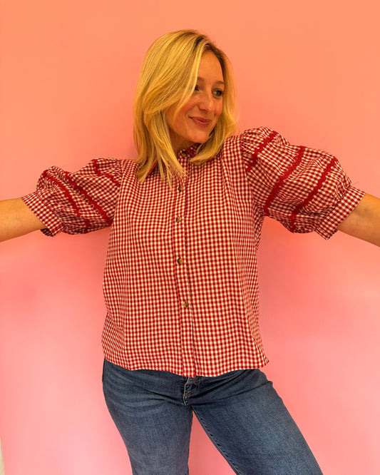 Amy Red Gingham Top