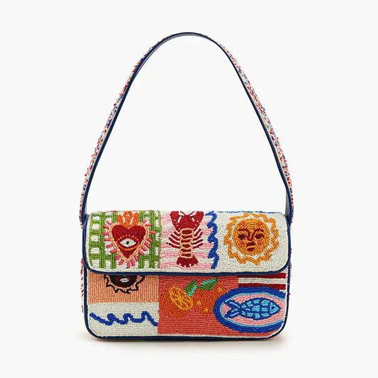 Sun and Sea Beaded Shoulder Bag