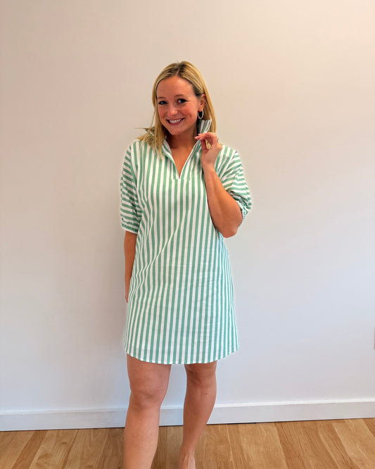 Charlotte Green Stripe Dress