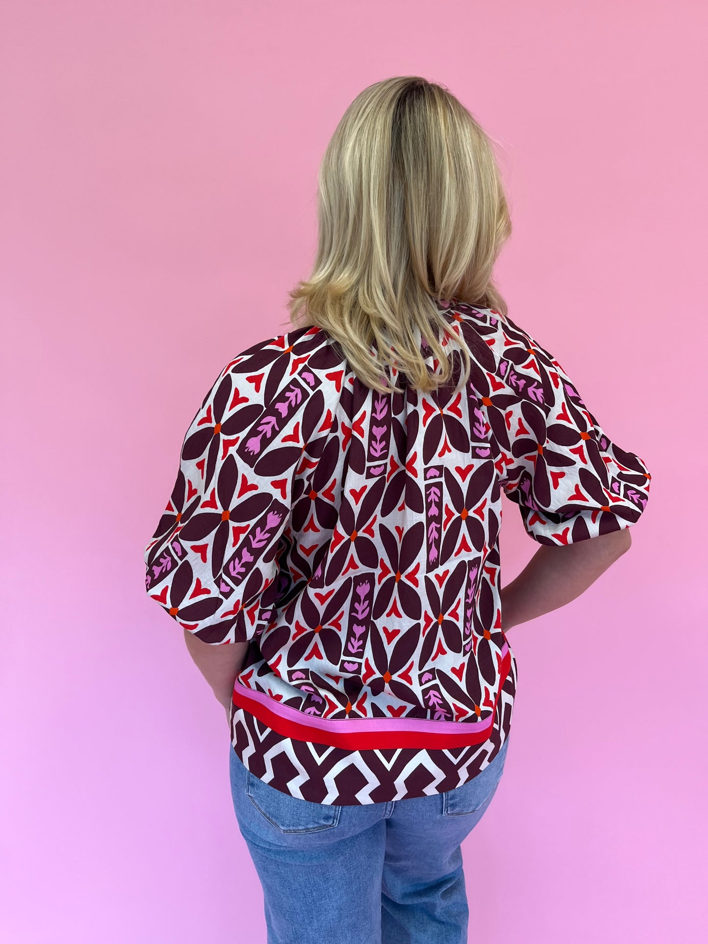 Macey Burgundy Patterned Top