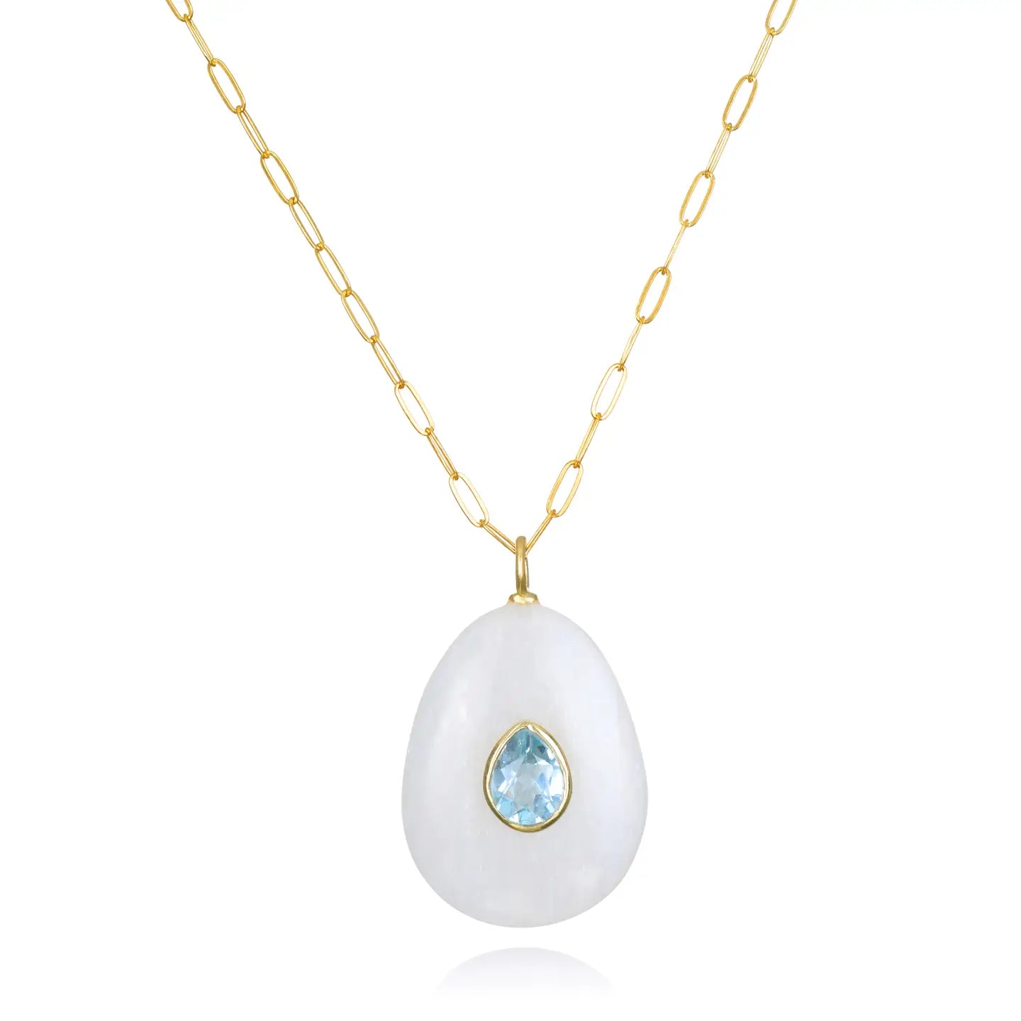 Moonstone and Blue Topaz Pear Pendant