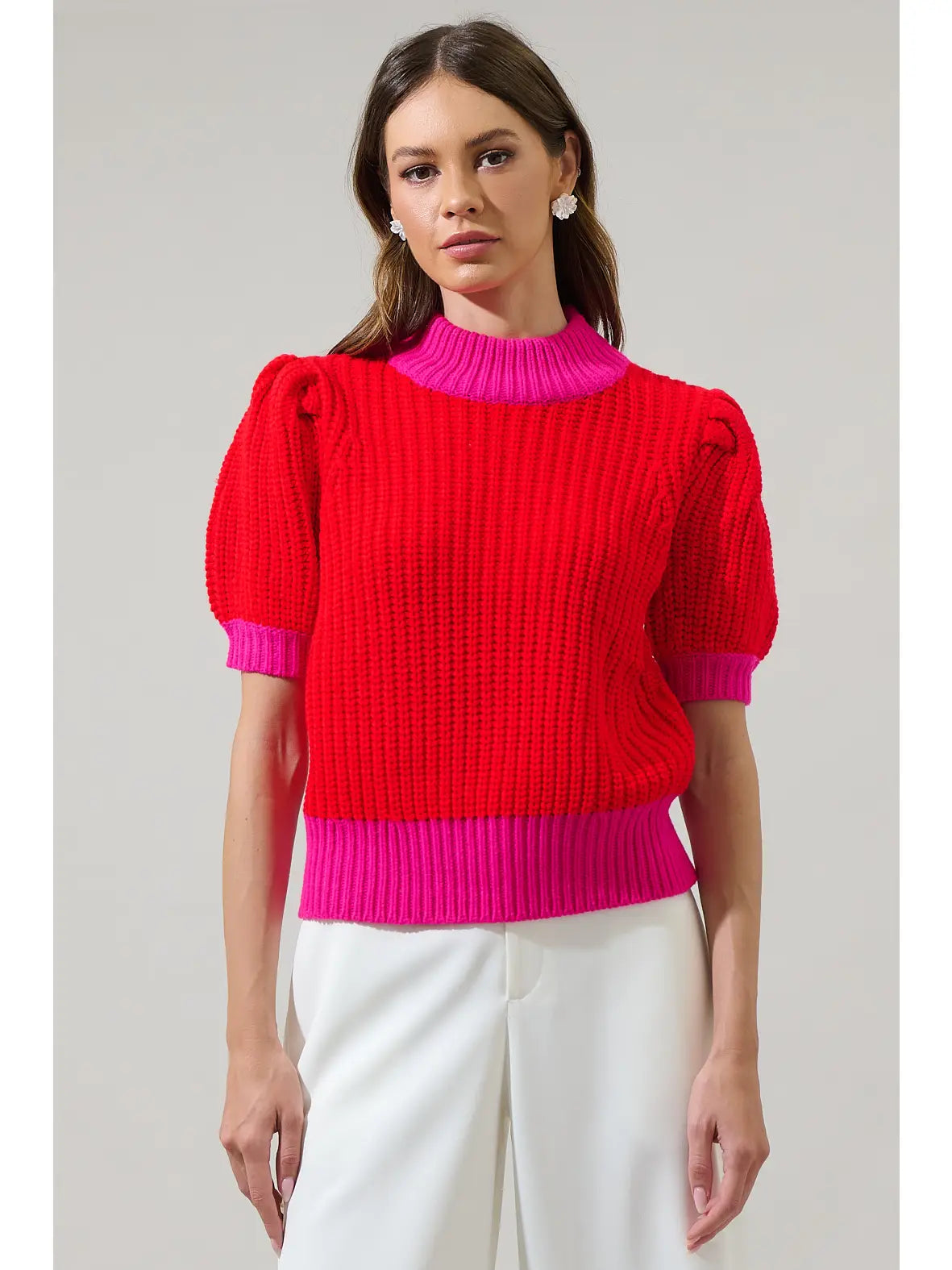 Holly Pink Color Block Sweater