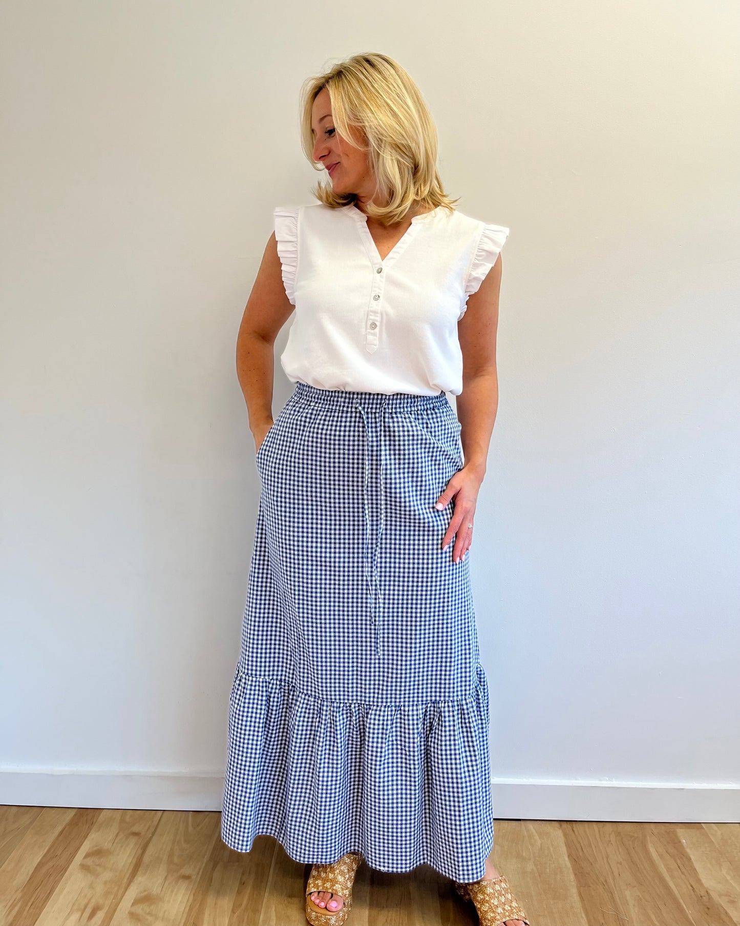 Kierra Blue Gingham Skirt