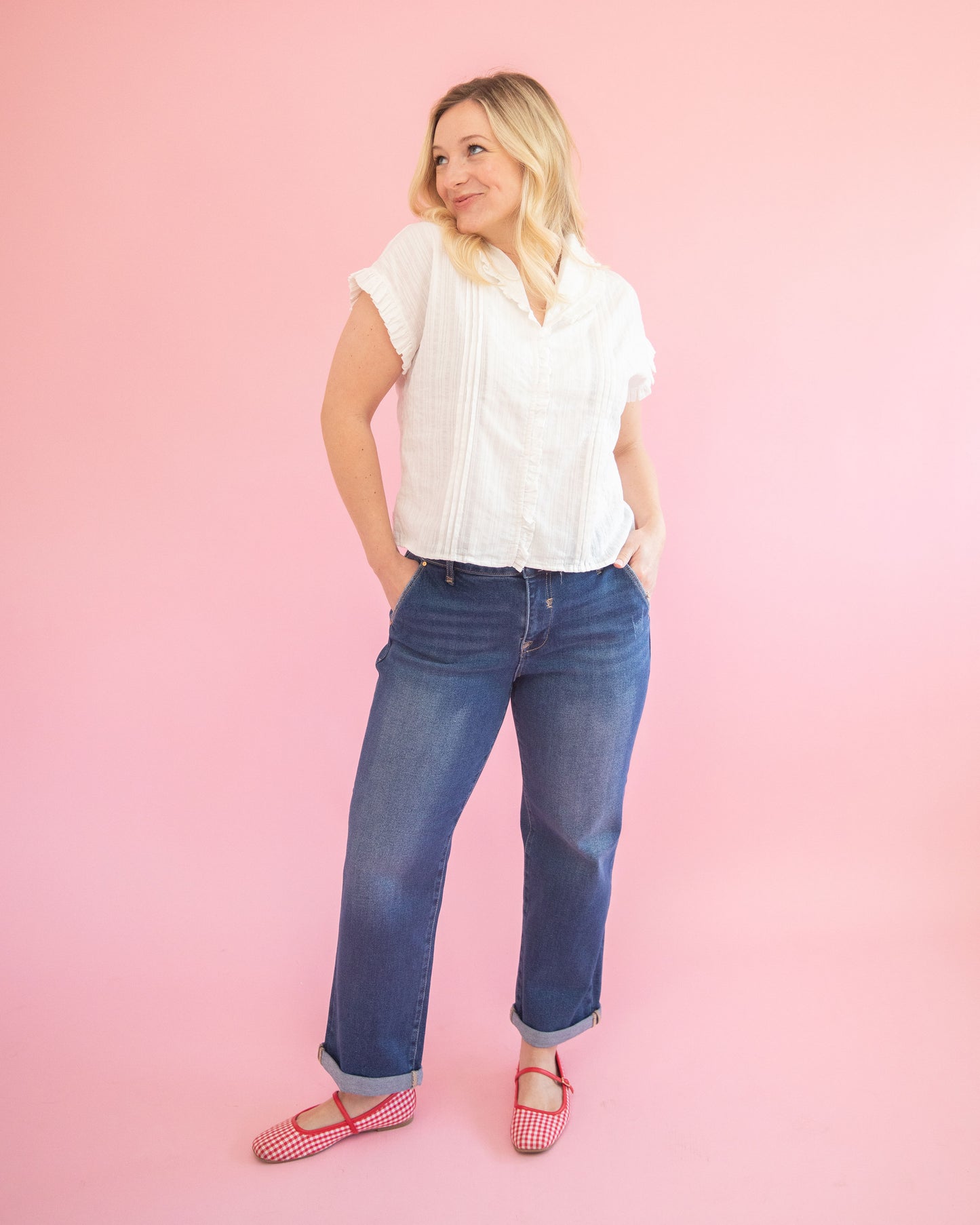 Laura Dark Boyfriend Cuff Jeans