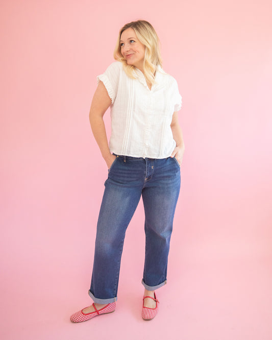 Laura Dark Boyfriend Cuff Jeans