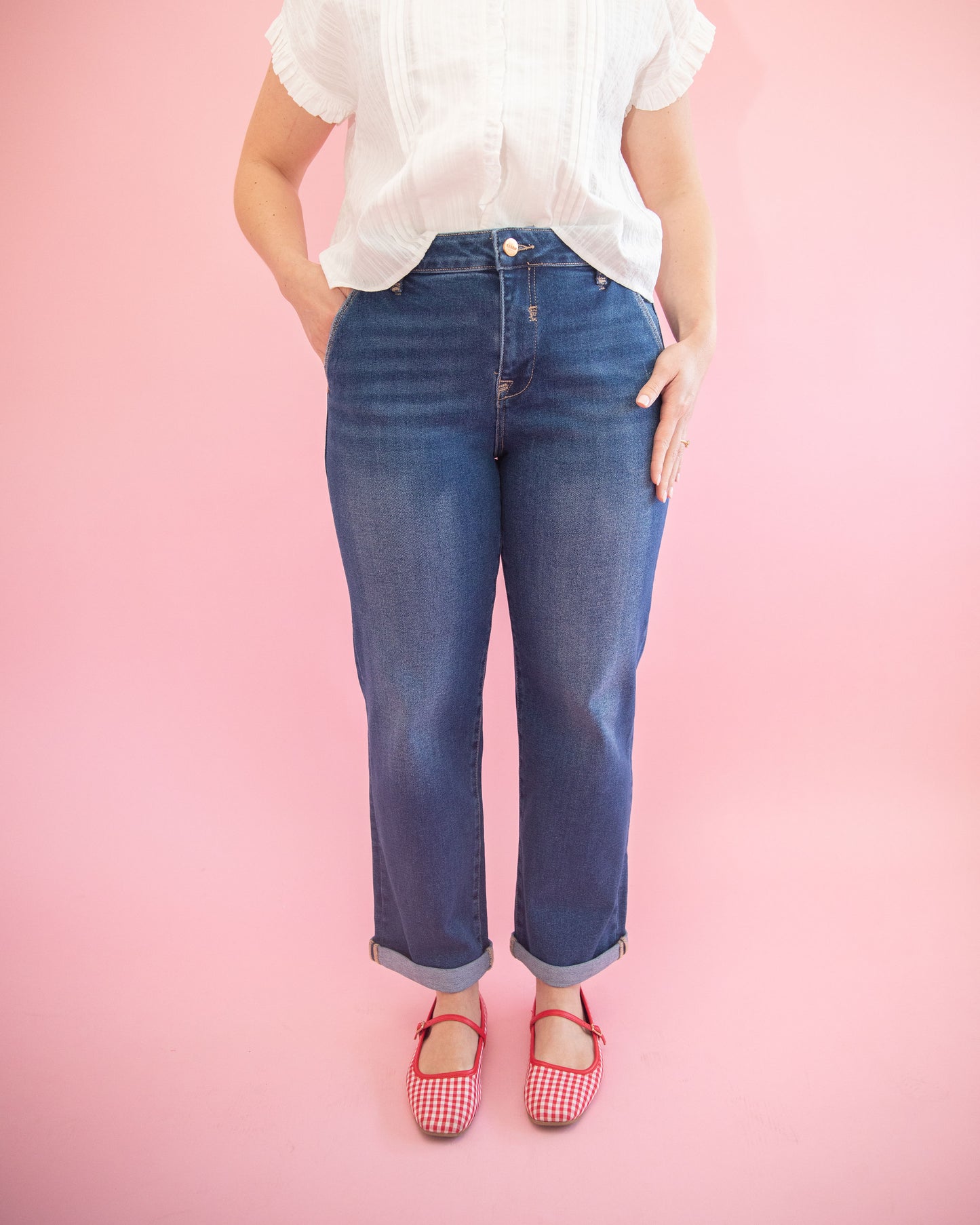 Laura Dark Boyfriend Cuff Jeans