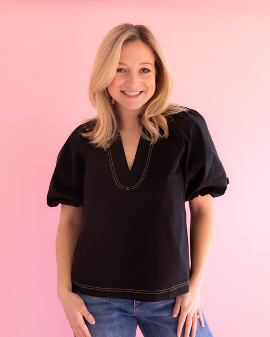 Holly Black Puff Sleeve Top