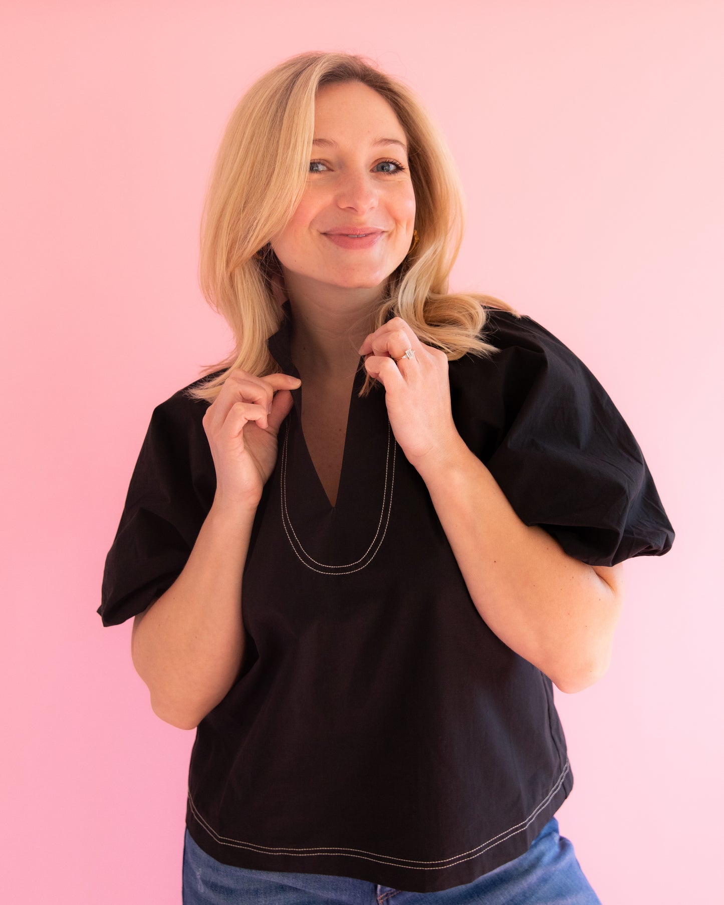 Holly Black Puff Sleeve Top