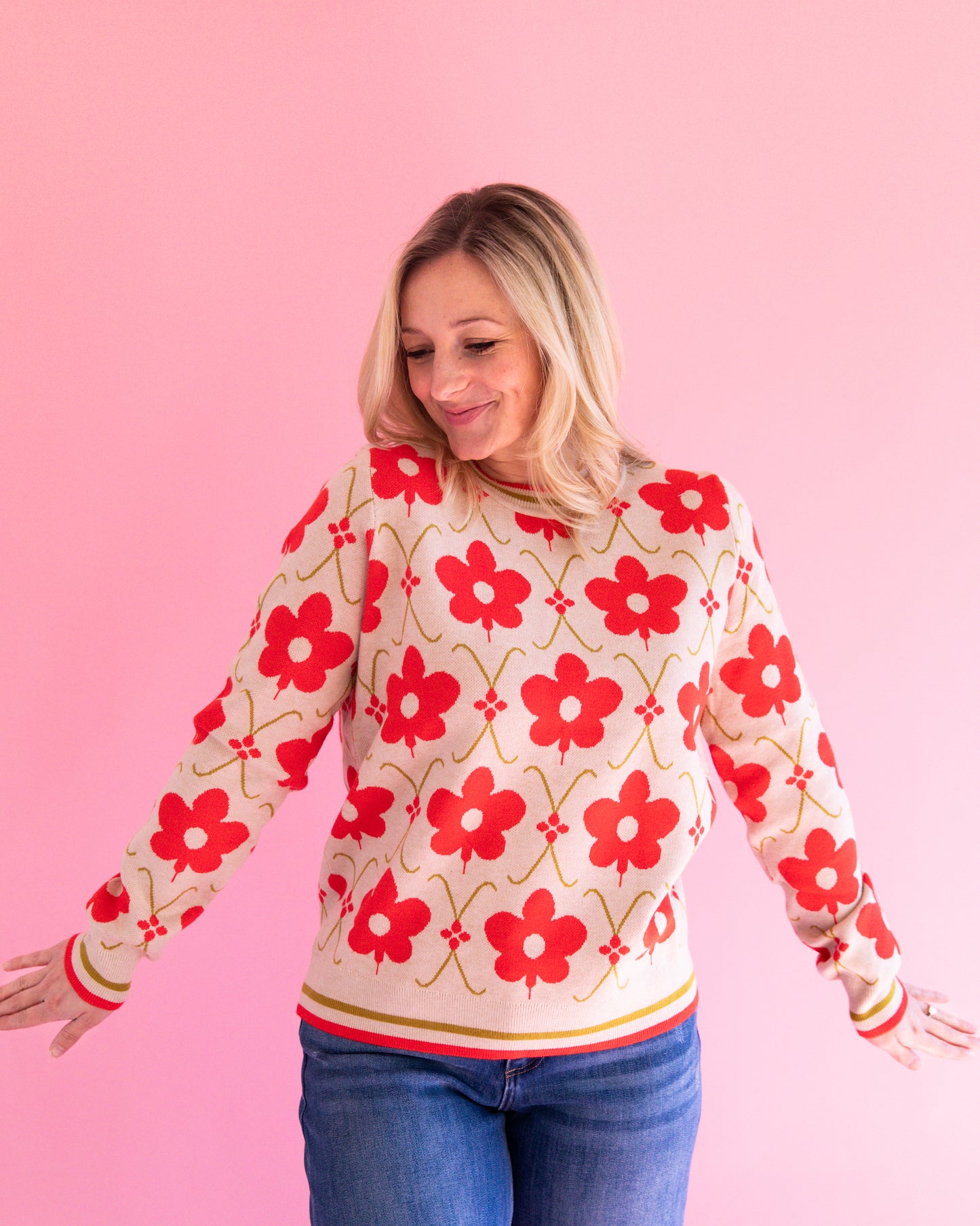 Brooke Orange Floral Sweater