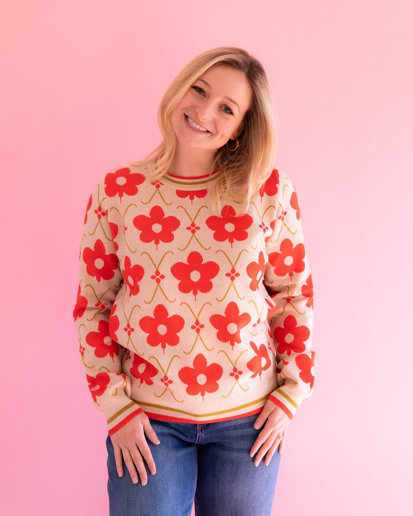 Brooke Orange Floral Sweater