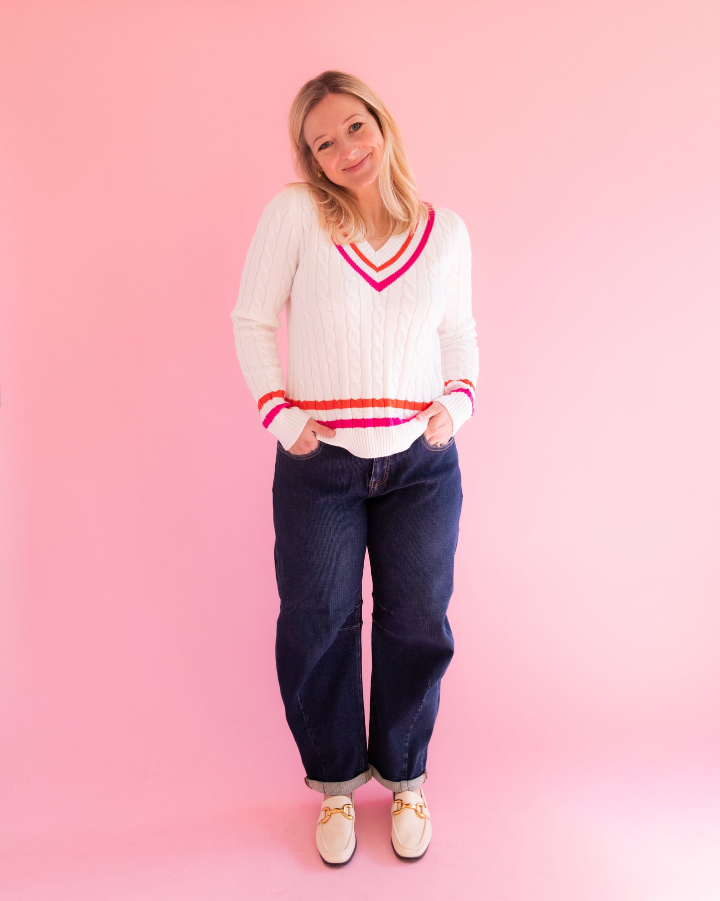 Anna Dark Textured Barrel Jeans
