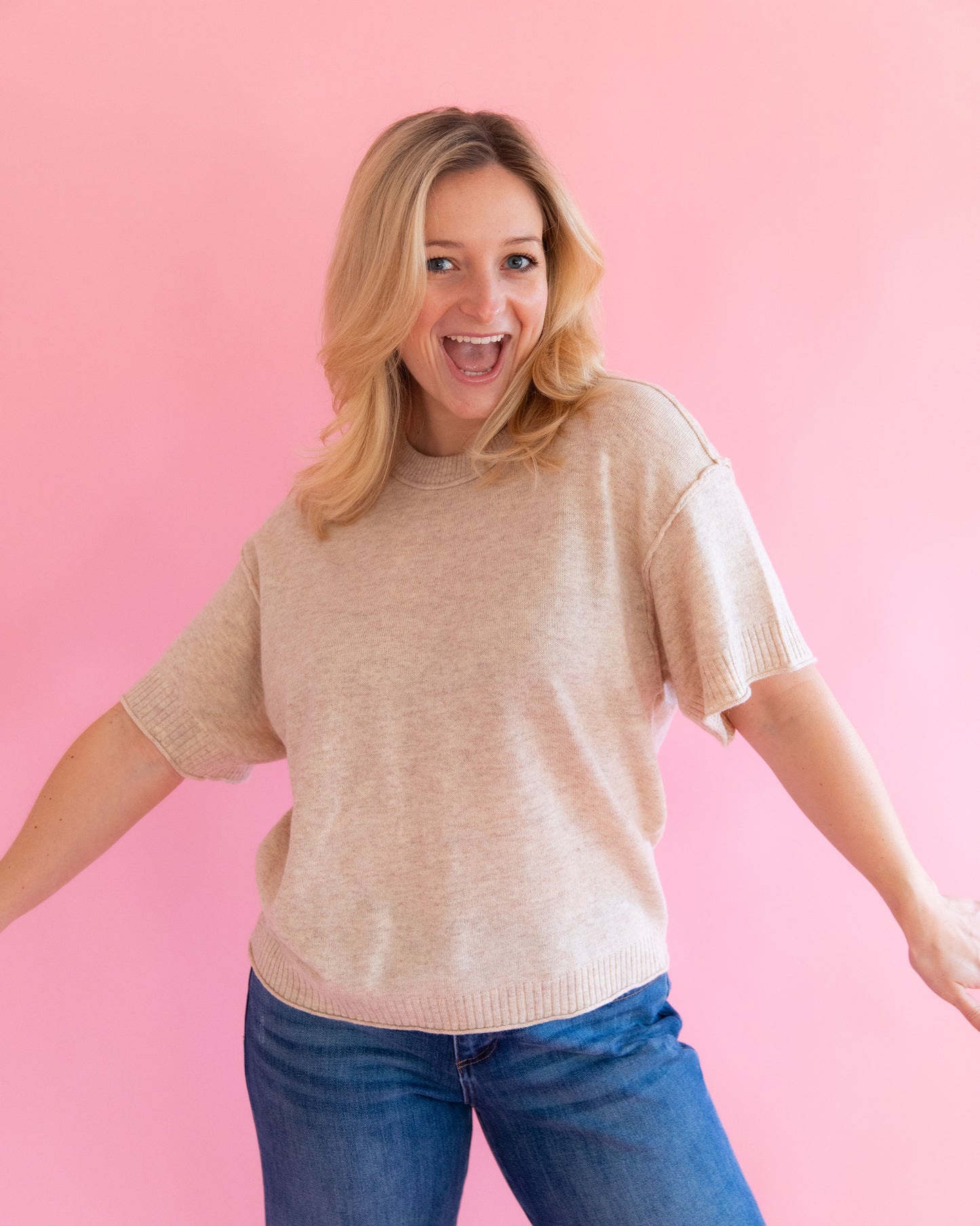 Oatmeal Flowy Tee