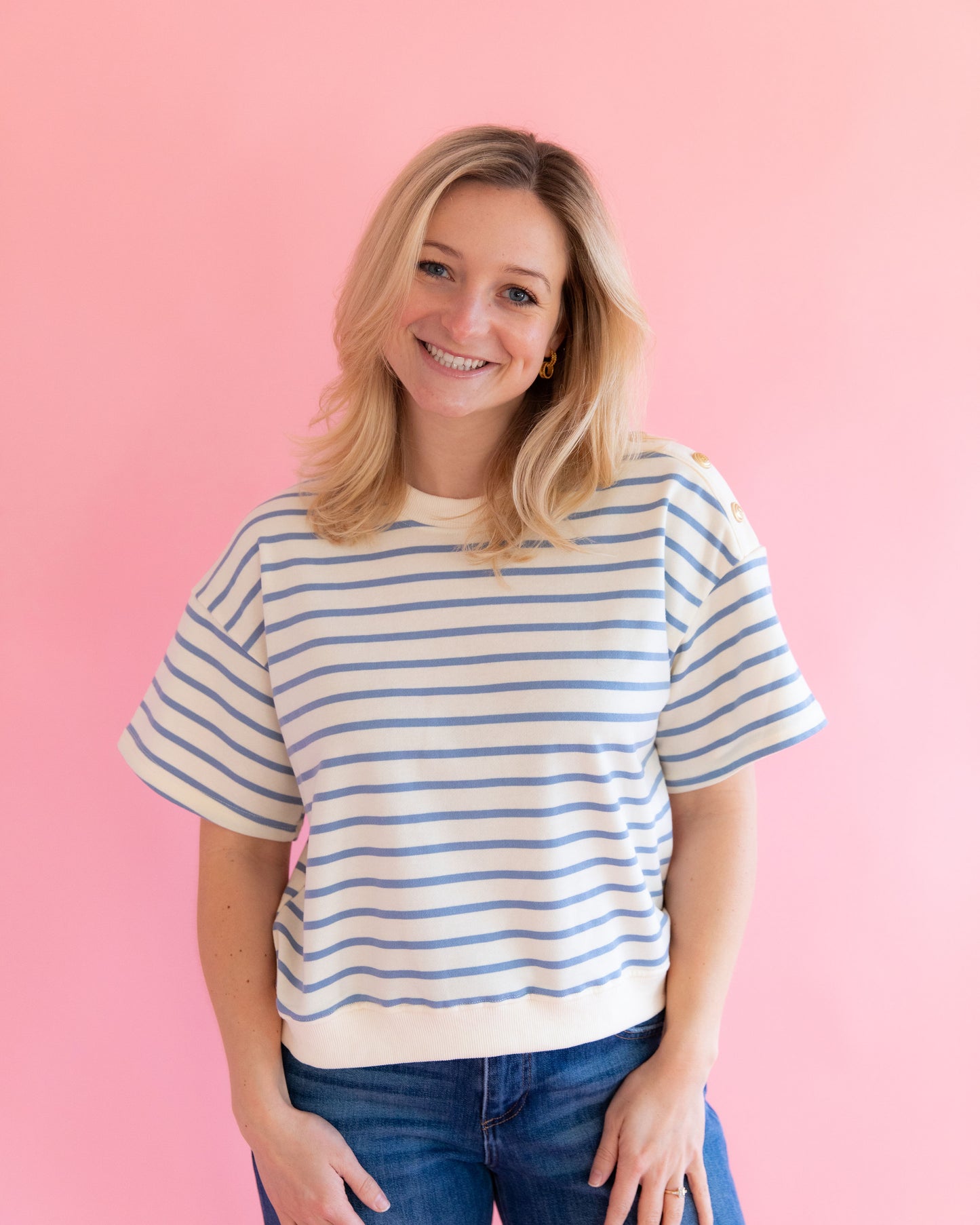 Misty Blue Stripe Top
