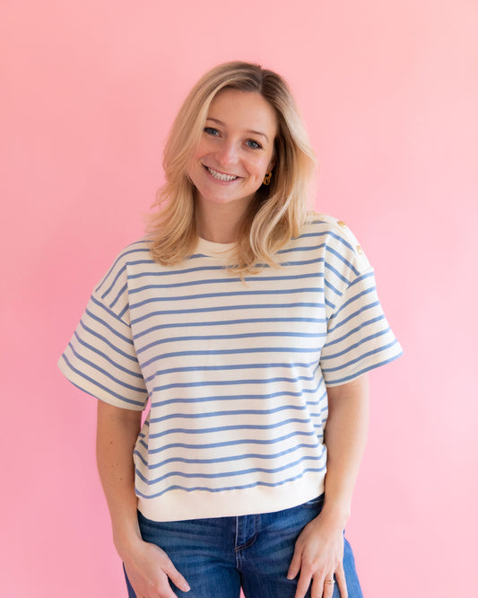 Misty Blue Stripe Top