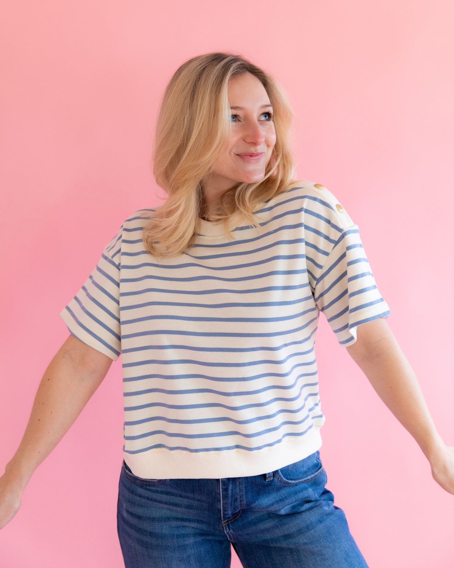 Misty Blue Stripe Top