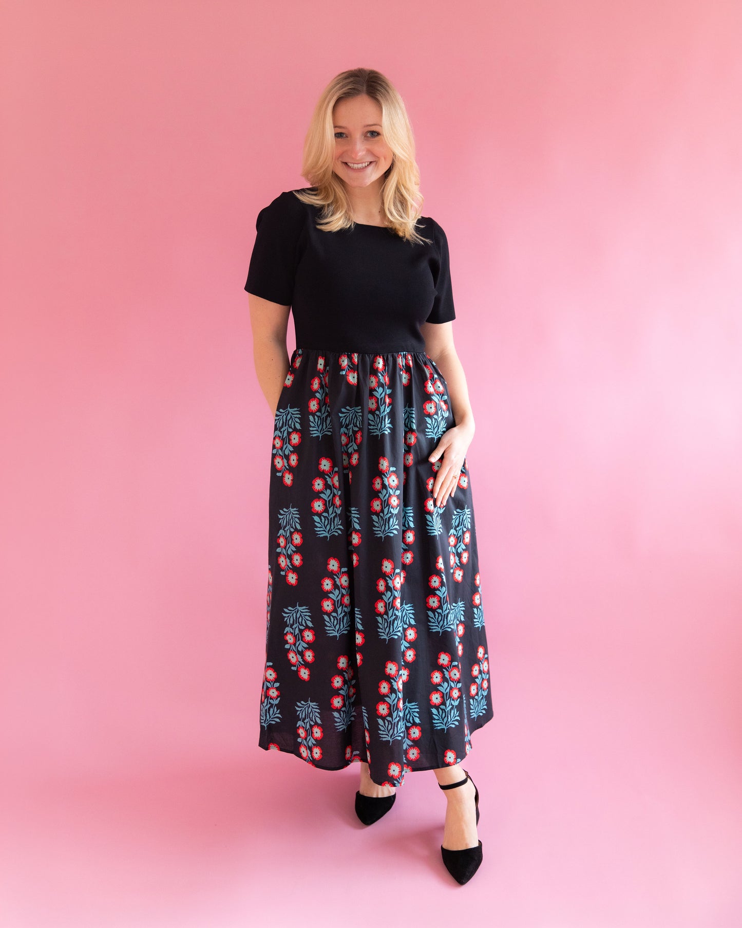 Hannah Black Floral Dress