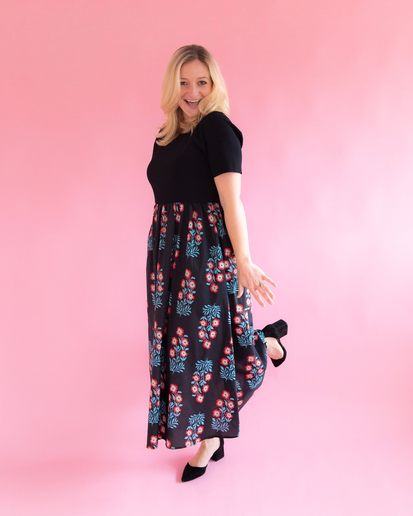 Hannah Black Floral Dress