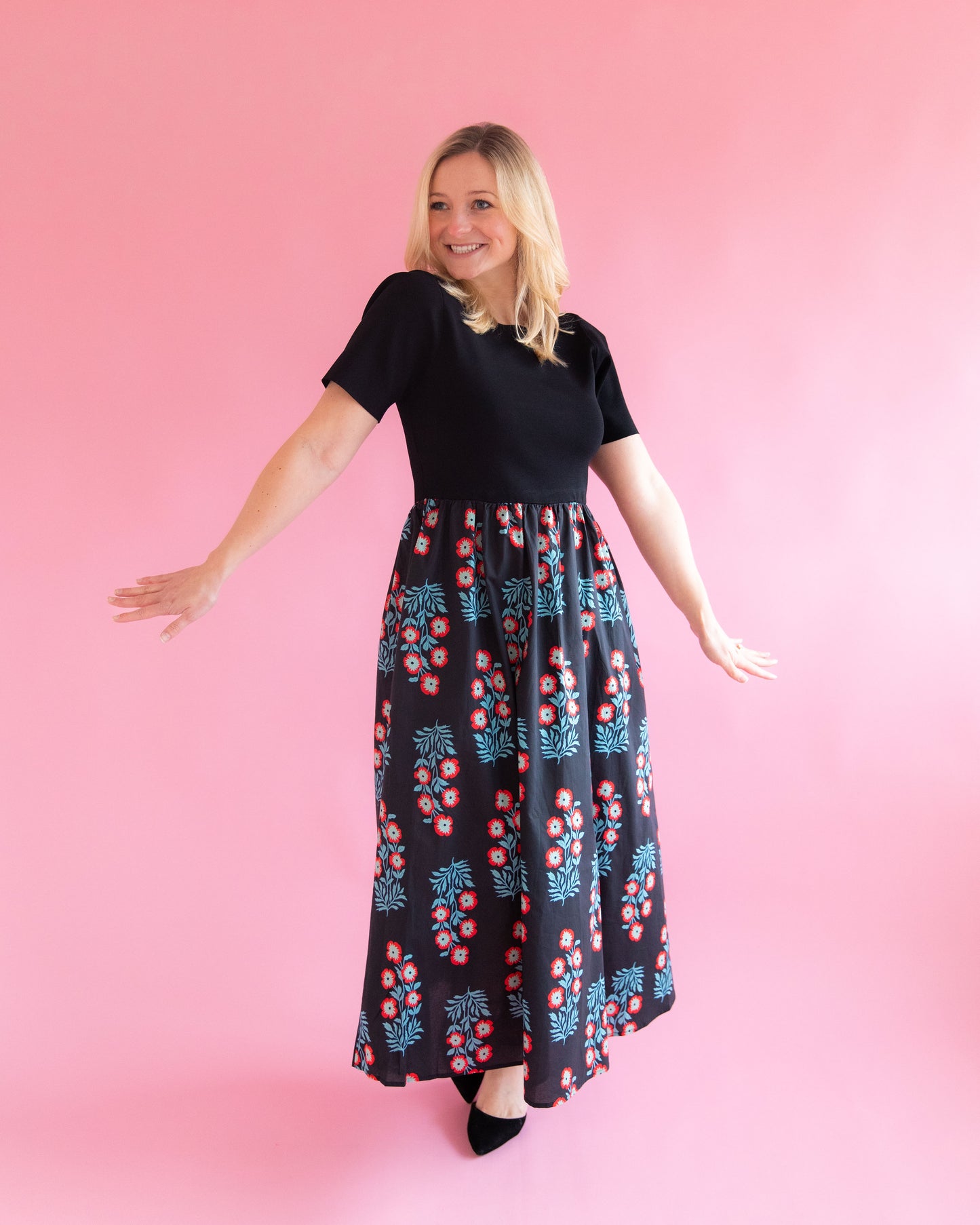 Hannah Black Floral Dress