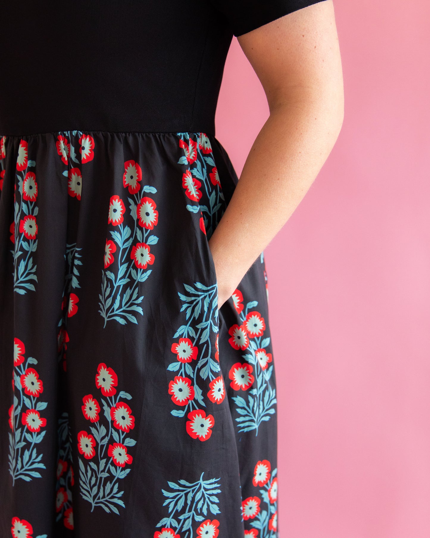 Hannah Black Floral Dress