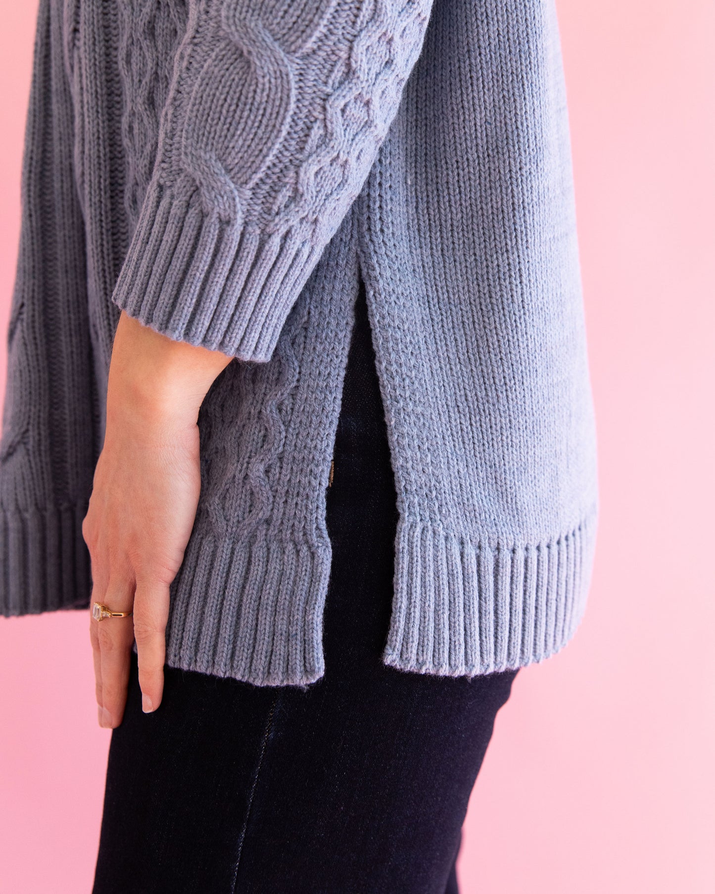 Cotswold Cable Knit Sweater - Misty Blue