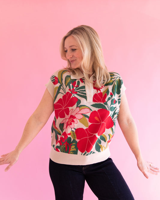 Frances Floral Short Sleeve Sweater