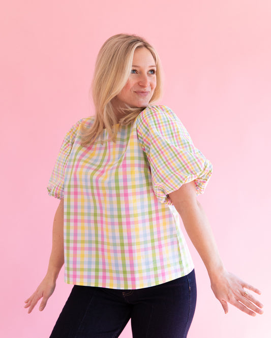 Pretty Pastel Gingham Top