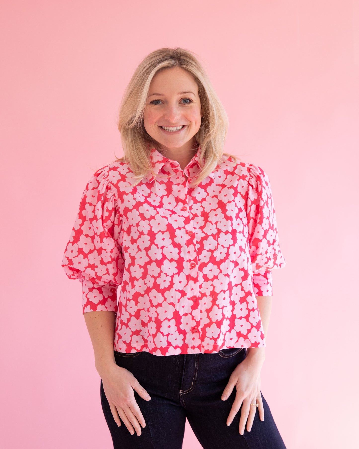 Simone Pink Floral Blouse