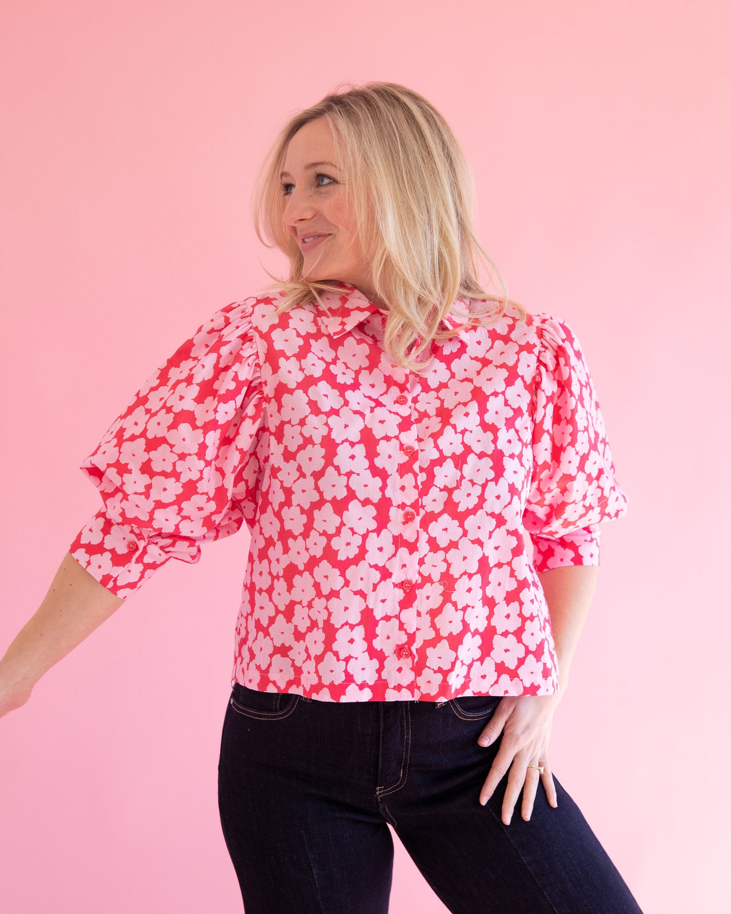 Simone Pink Floral Blouse