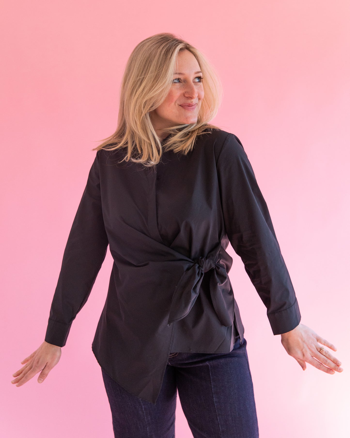 Marie Black Side Tie Top