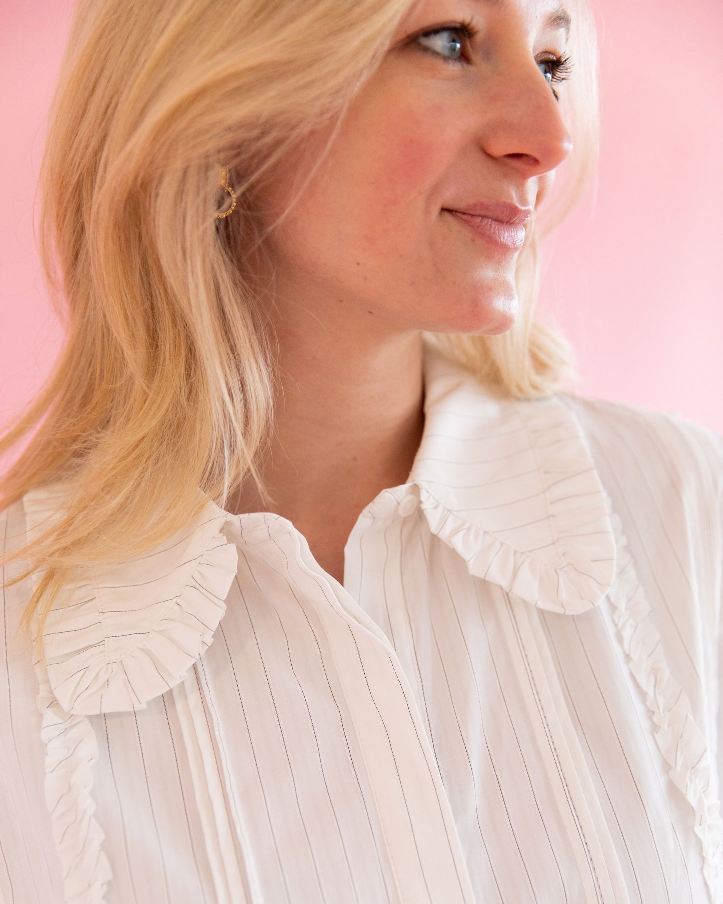 Quinnie White Ruffle Detail Top