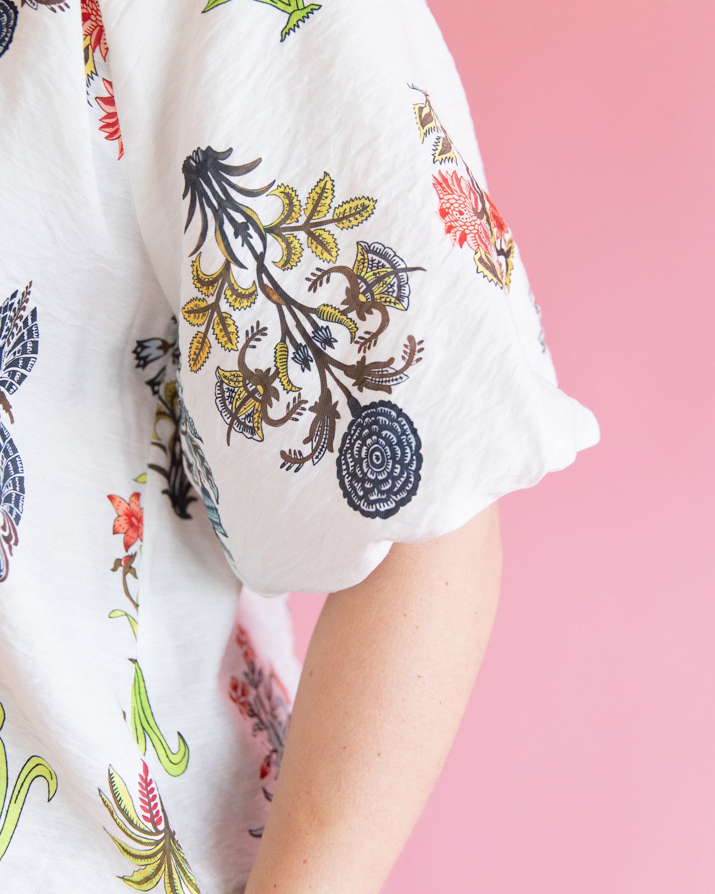 Anna Cream Block Print Top