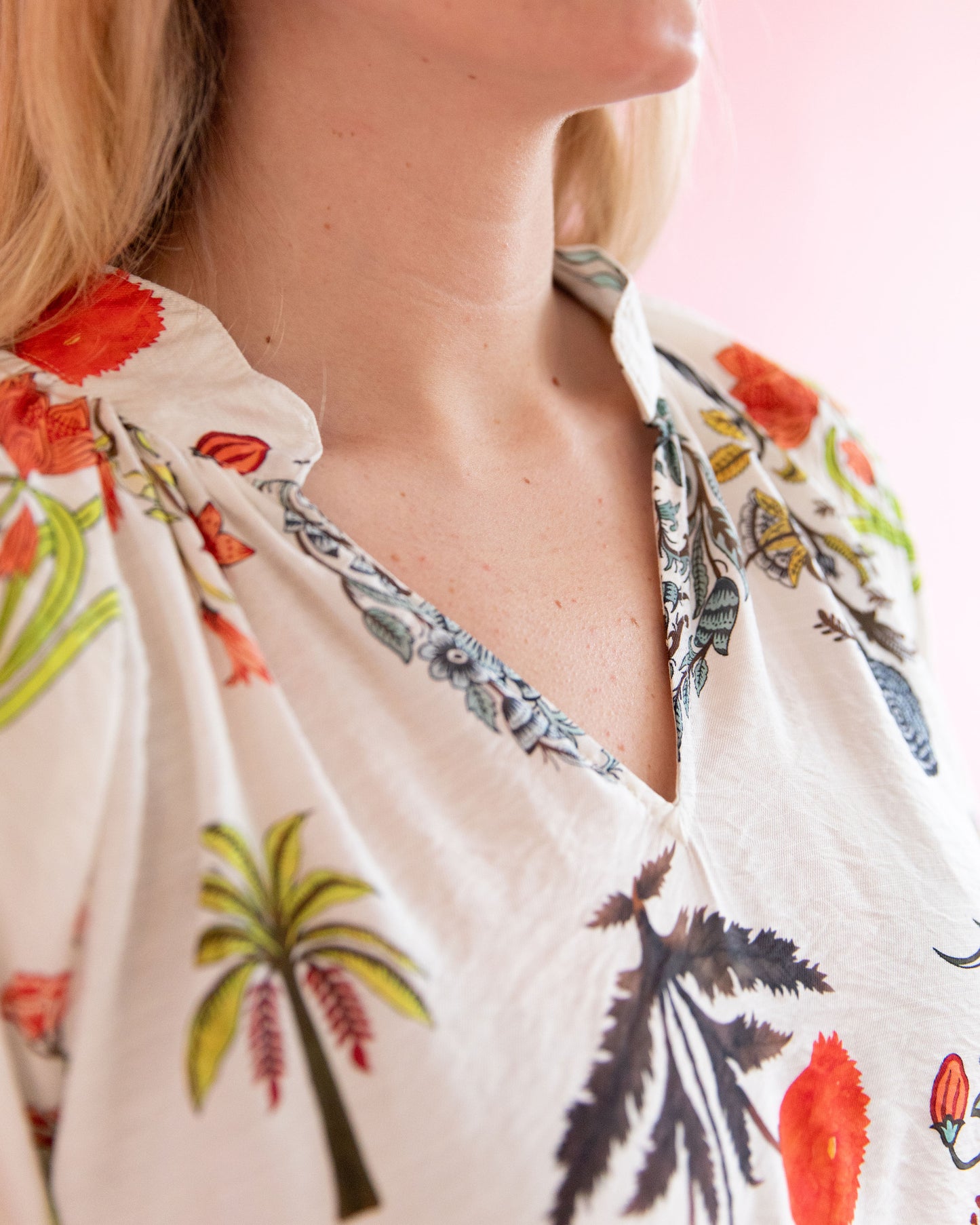 Anna Cream Block Print Top