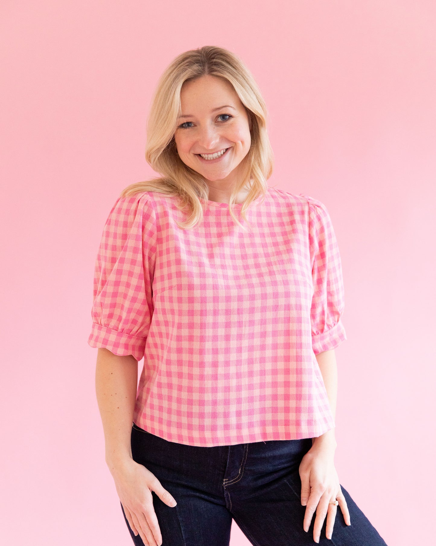 Ali Pink Gingham Top