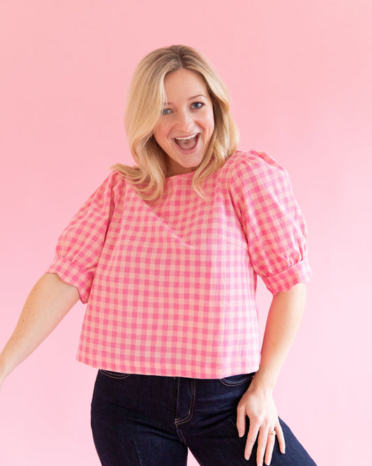 Ali Pink Gingham Top