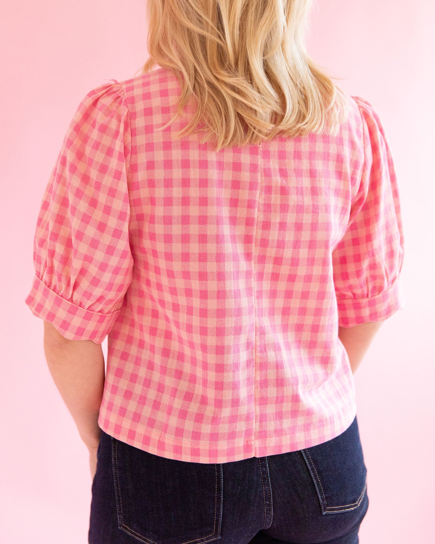 Ali Pink Gingham Top