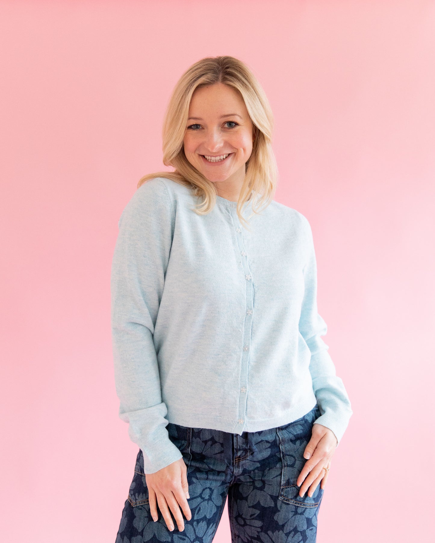 Thalia Light Blue Knit Cardigan