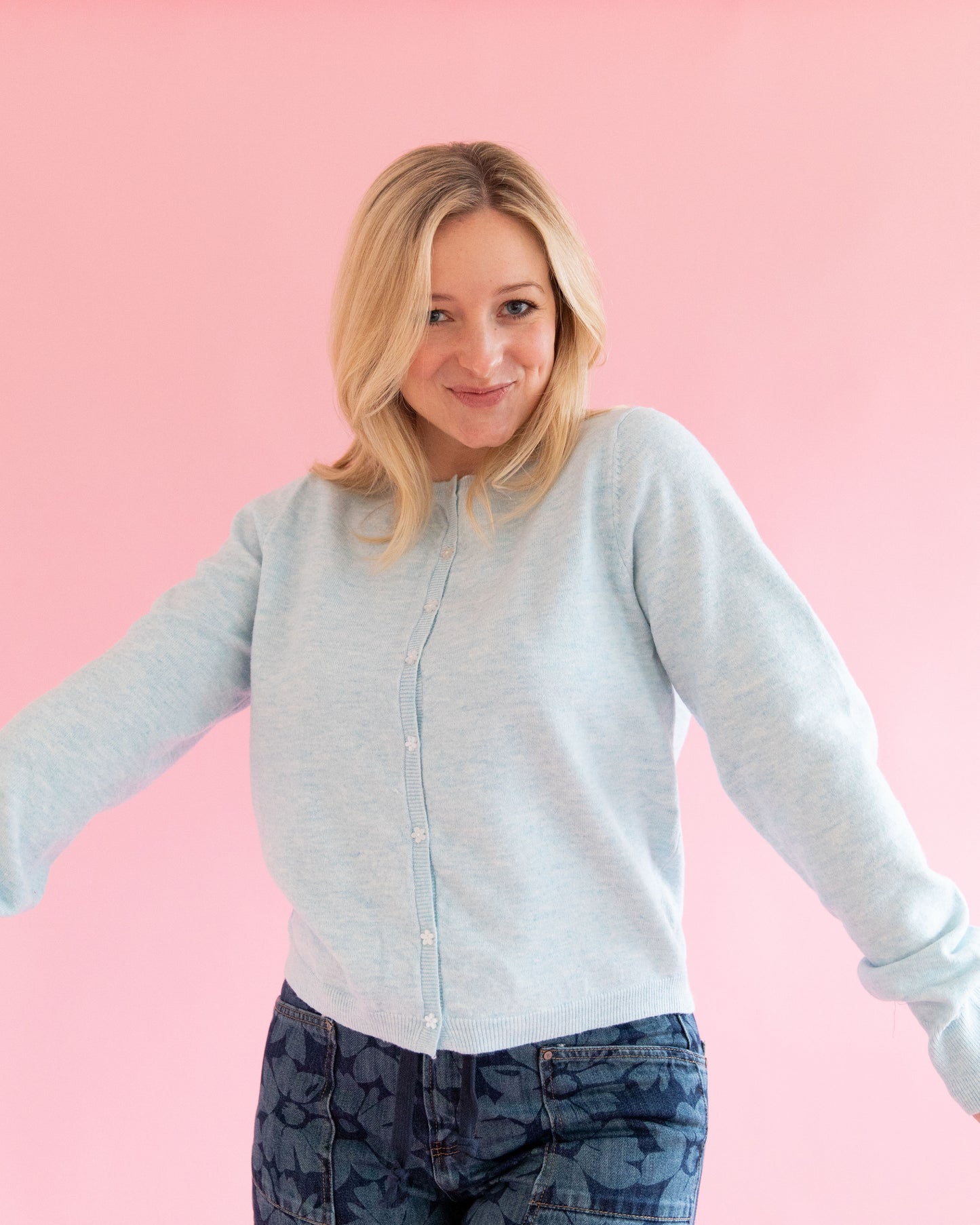 Thalia Light Blue Knit Cardigan