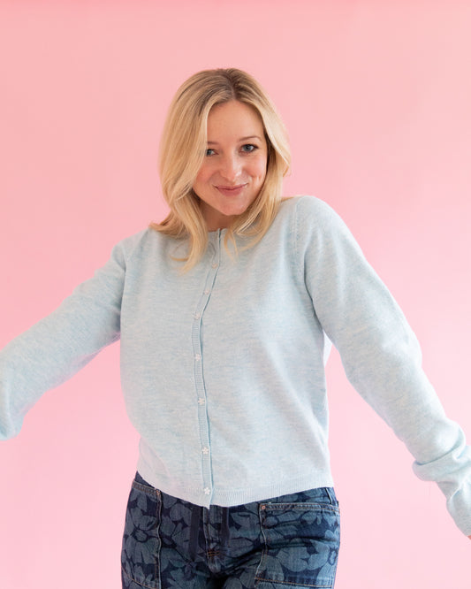 Thalia Light Blue Knit Cardigan