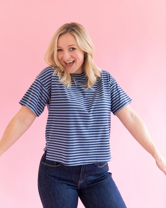 Steph Blue Stripe Tee