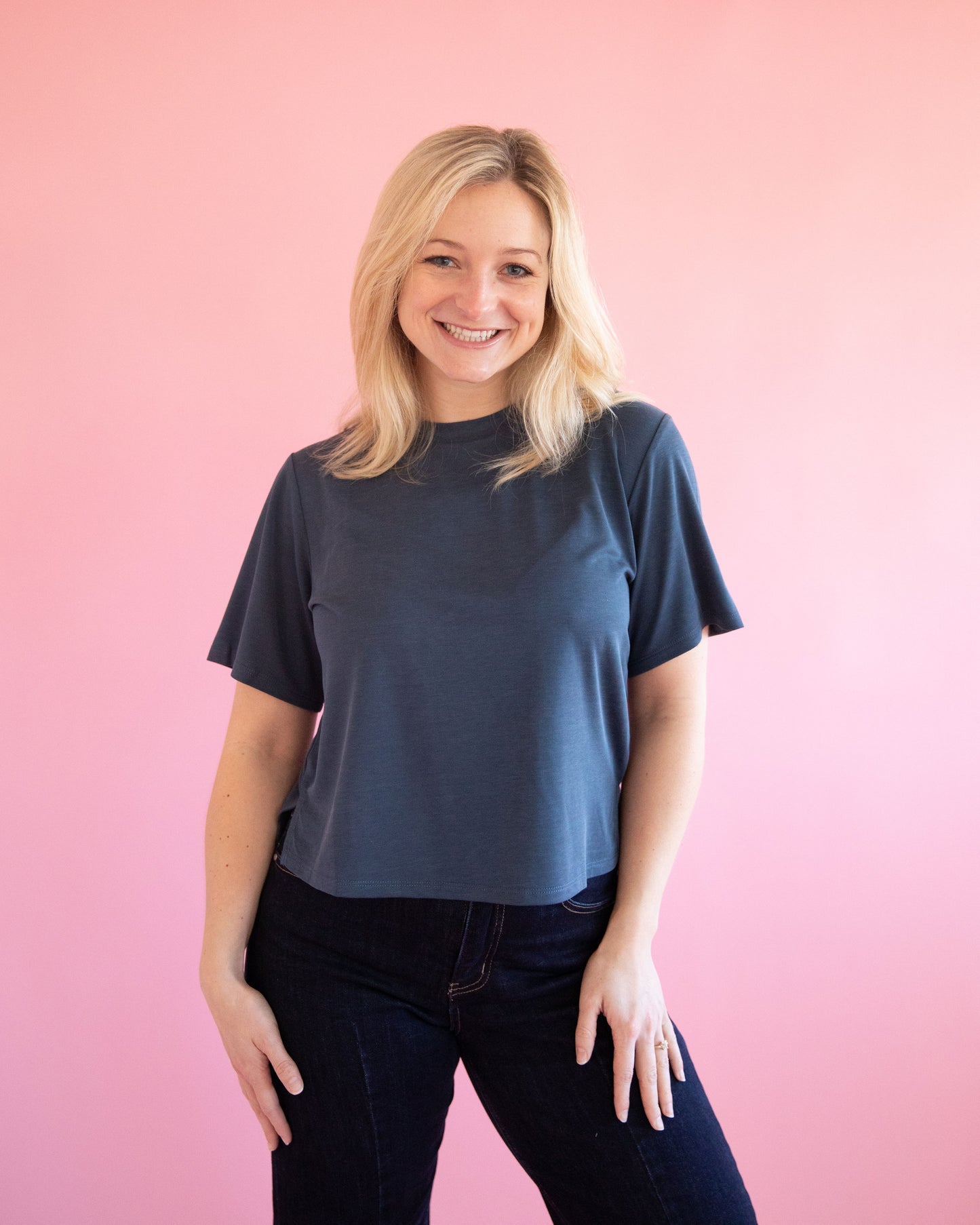 Tara Navy Washed Tee
