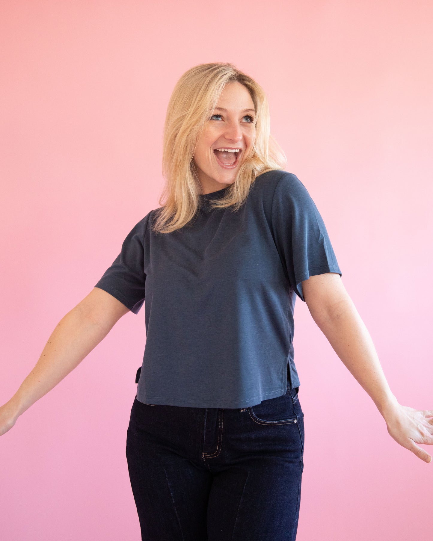 Tara Navy Washed Tee