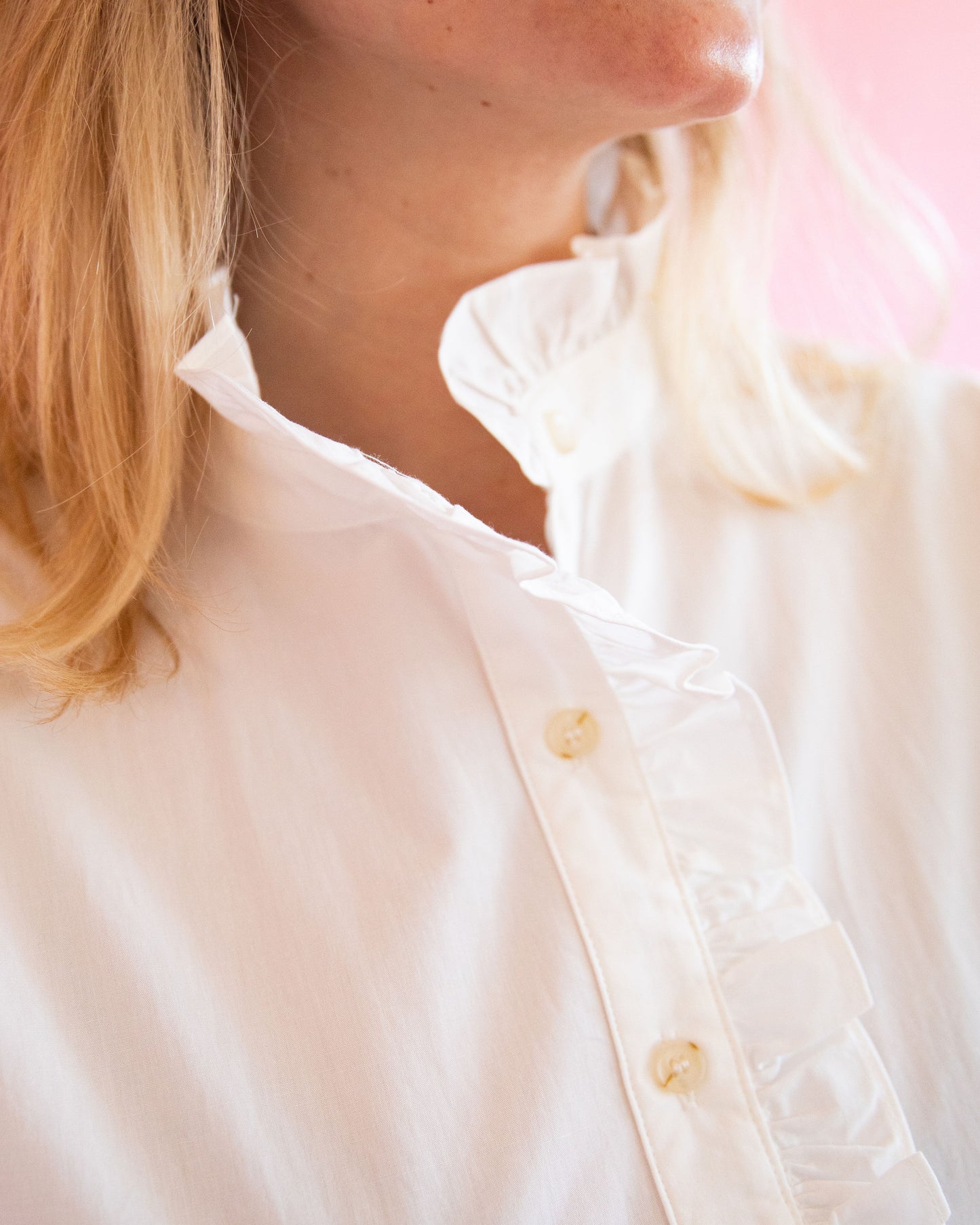 Bri White Ruffle Top