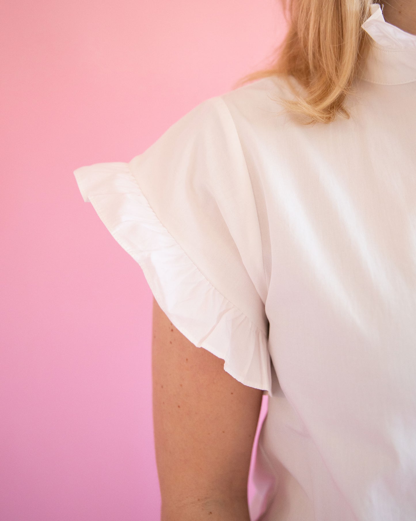 Bri White Ruffle Top