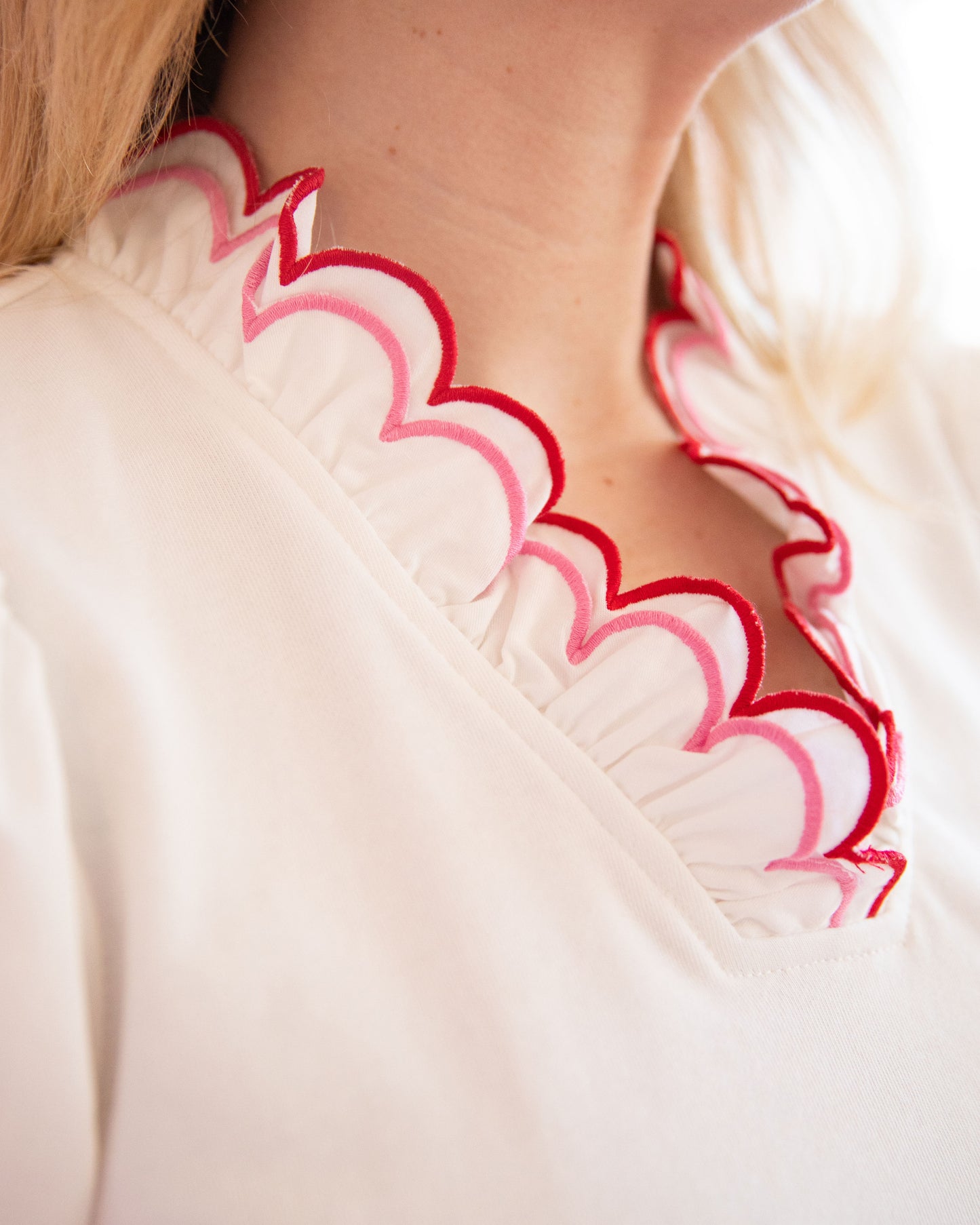 Jayne Scallop Top - White